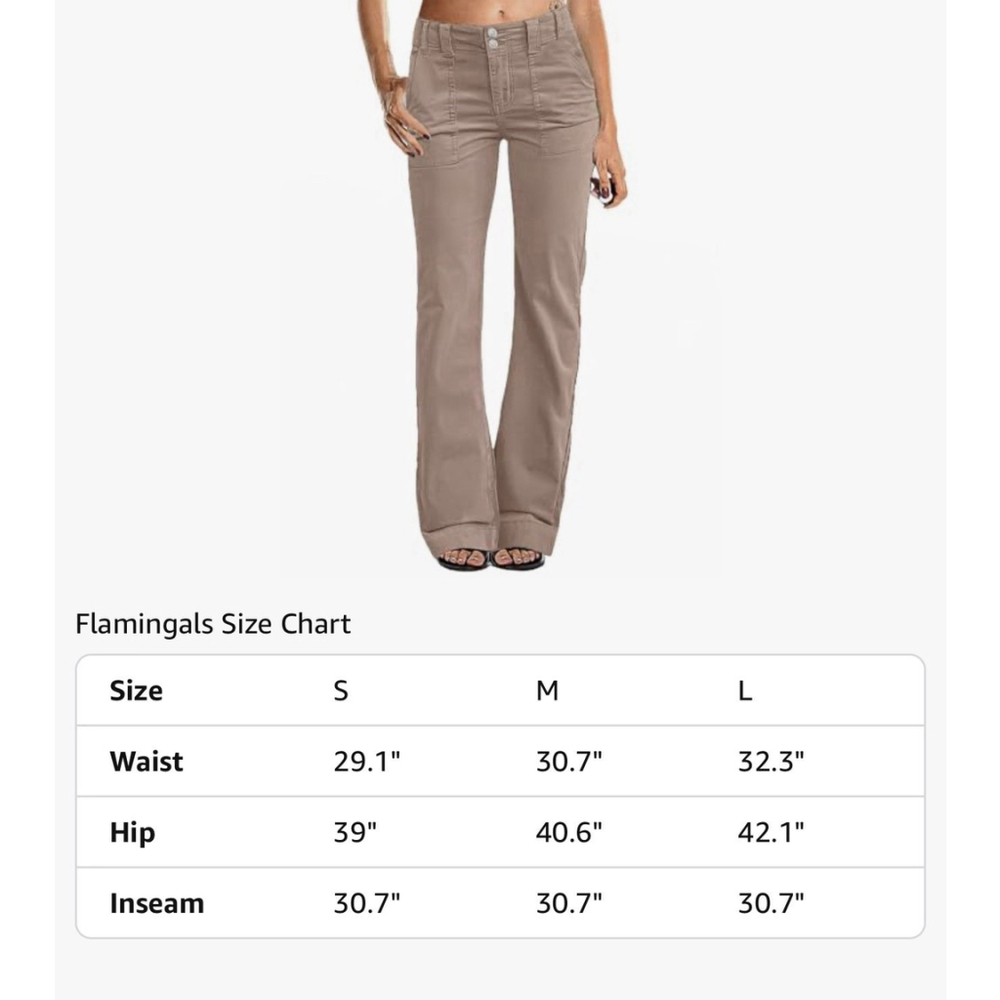 Flamingals Women Wide Leg Pants Mid Waist Flare Straight Leg Corduroy M - Picture 5 of 6